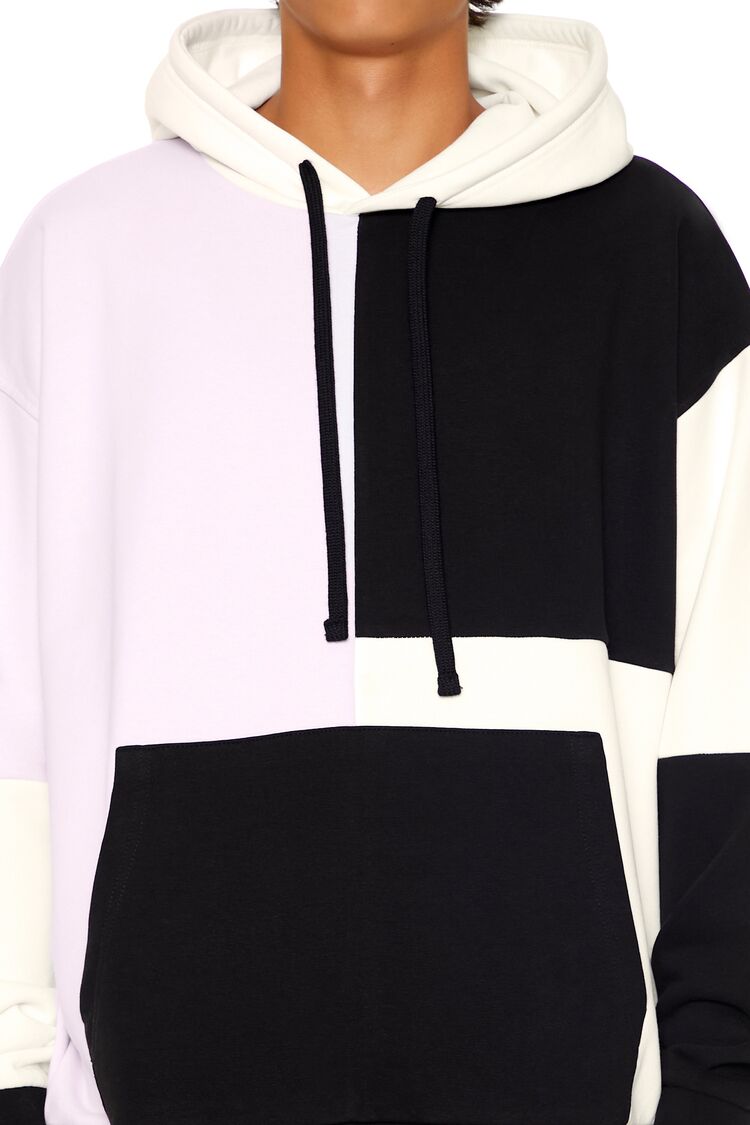  Forever 21 Drawstring Colorblock Hoodie - cream multi - Bonton