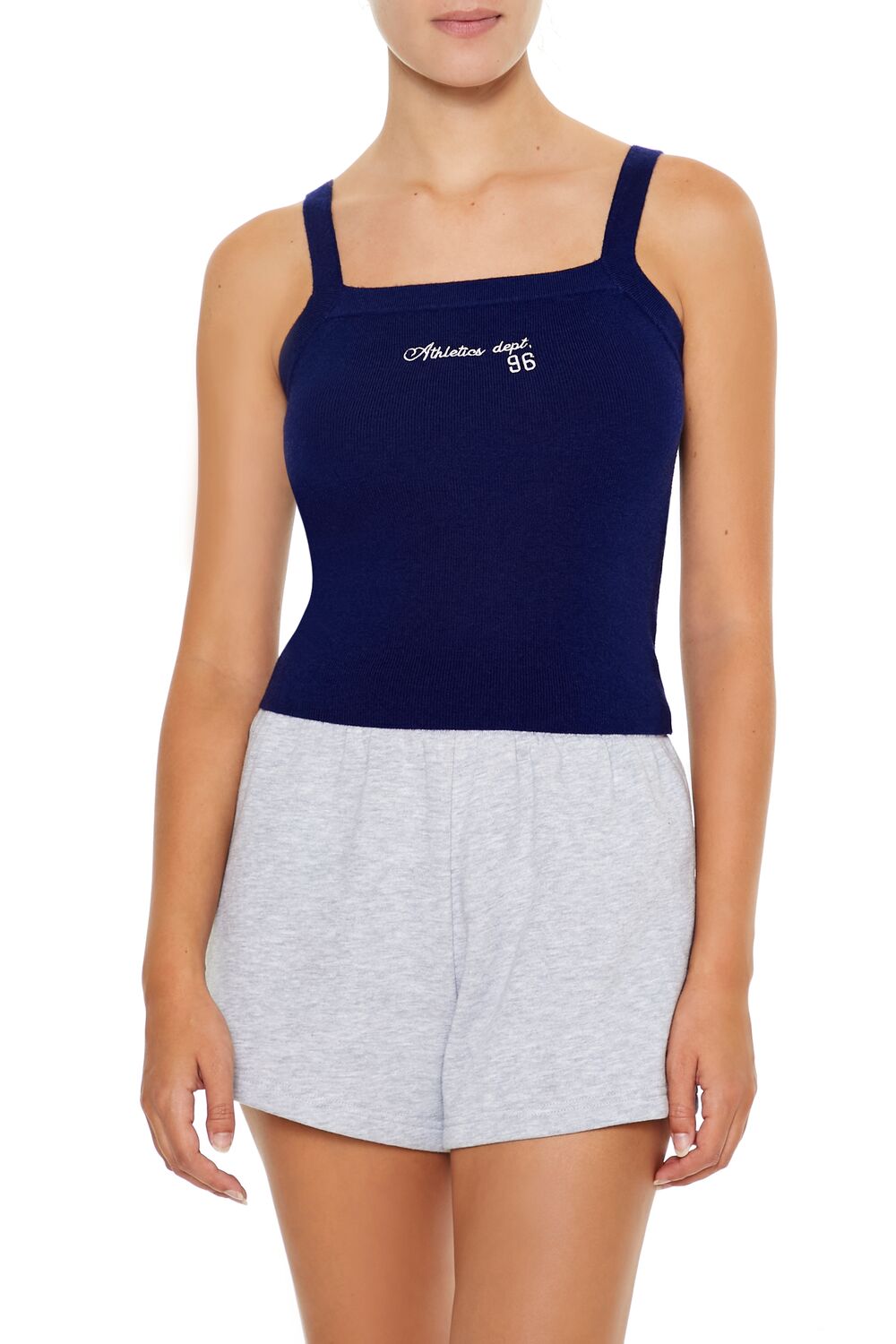 Forever 21 Sweater-Knit Athletics Dept Cami - white multi - Bonton