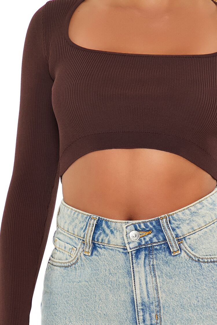 Forever 21 Strappy Sweater-Knit Crop Top - cream - Bonton