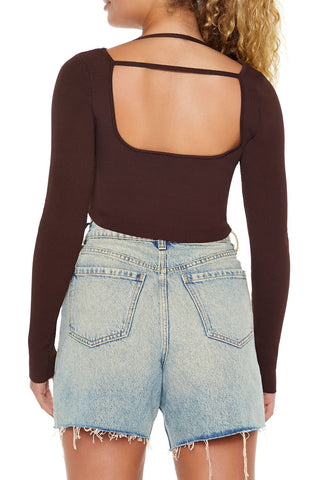 Strappy Sweater-Knit Crop Top