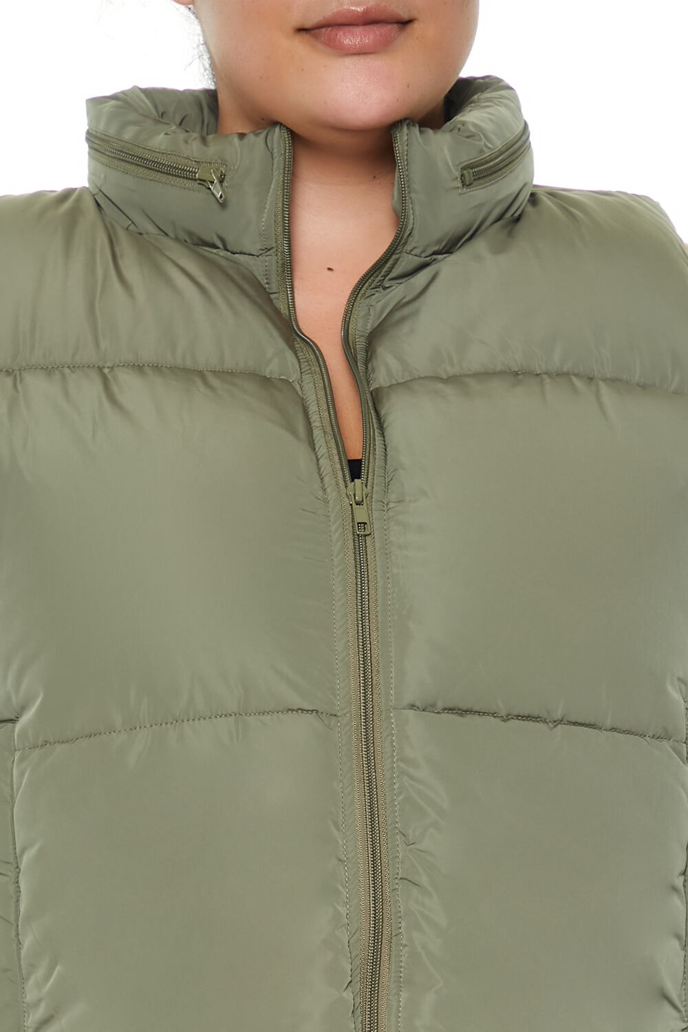  Forever 21 Plus Size Cropped Puffer Vest - light-olive-swatch - Bonton