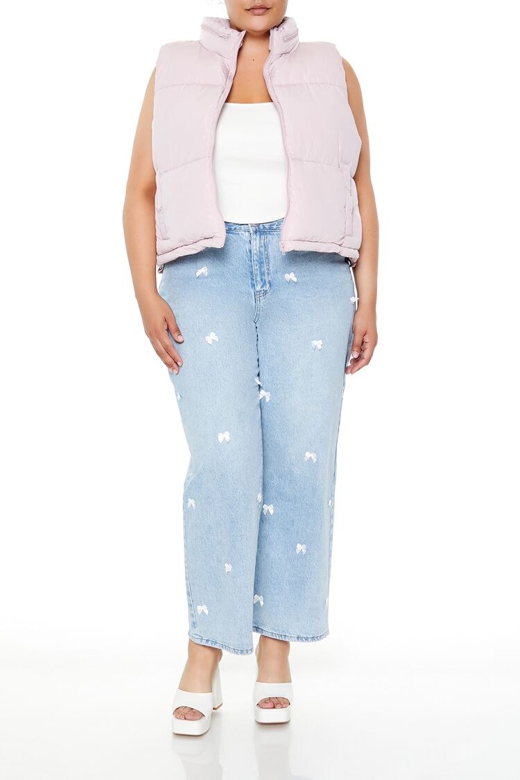  Forever 21 Plus Size Cropped Puffer Vest - light-olive-swatch - Bonton