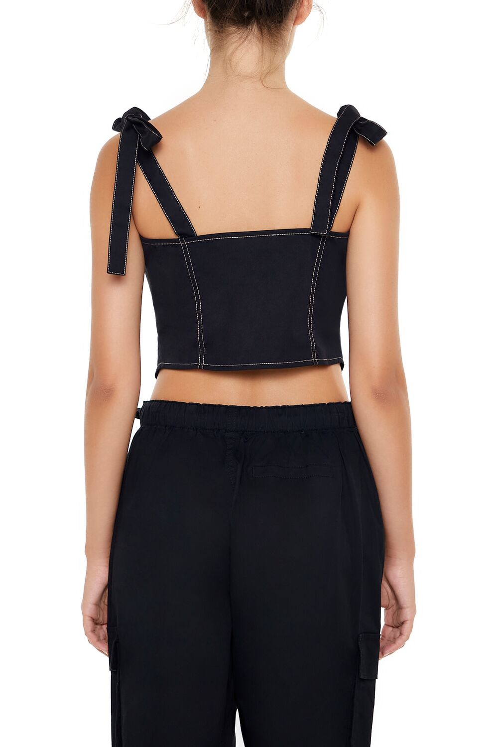  Forever 21 Cropped Cutout Bow Bustier Top - black - Bonton
