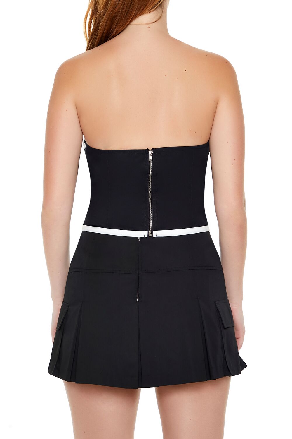  Forever 21 Colorblock Lace-Up Tube Crop Top - black multi - Bonton