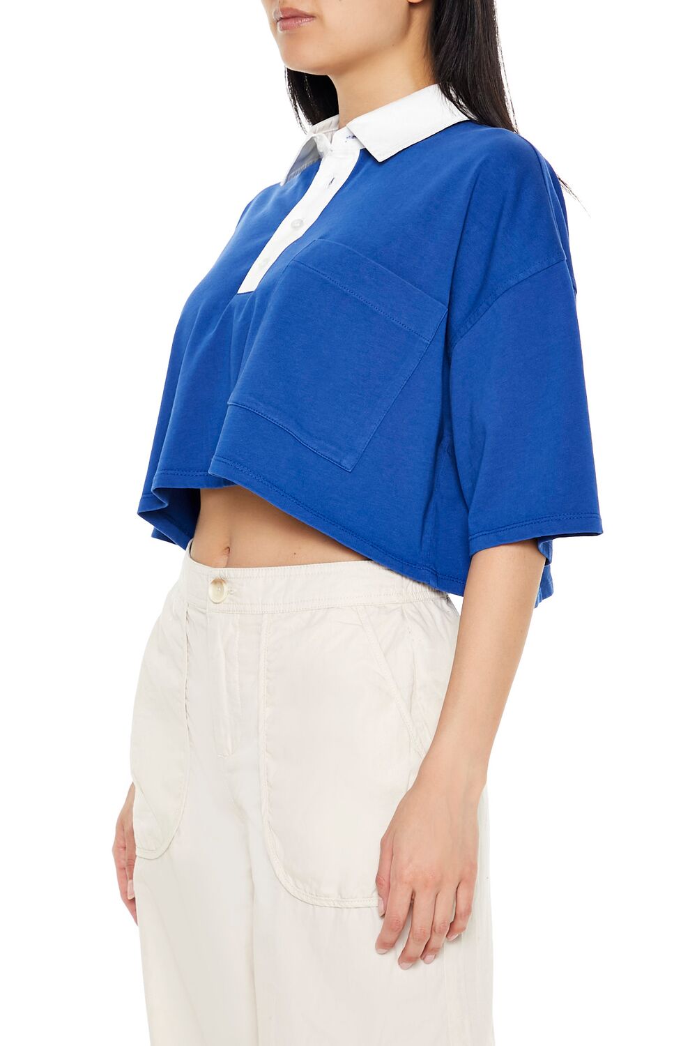 Forever 21 Cropped Rugby Shirt - black white - Bonton