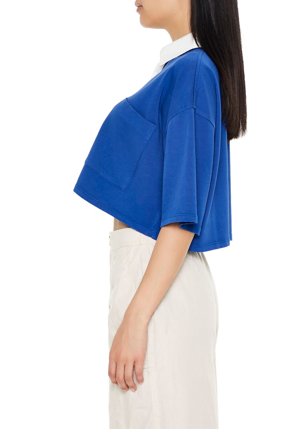  Forever 21 Cropped Rugby Shirt - black white - Bonton