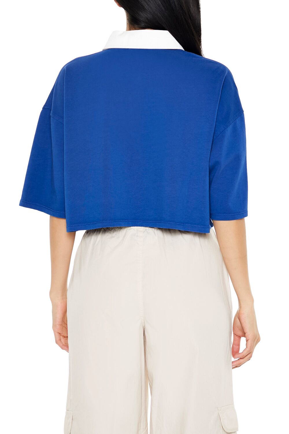  Forever 21 Cropped Rugby Shirt - black white - Bonton