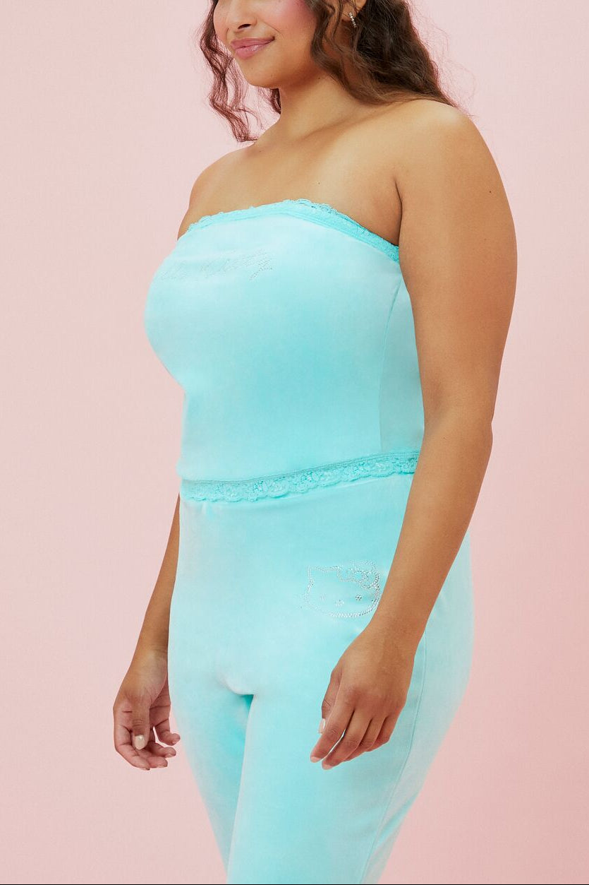  Forever 21 Plus Size Hello Kitty Velour Tube Top - turquoise silver - Bonton