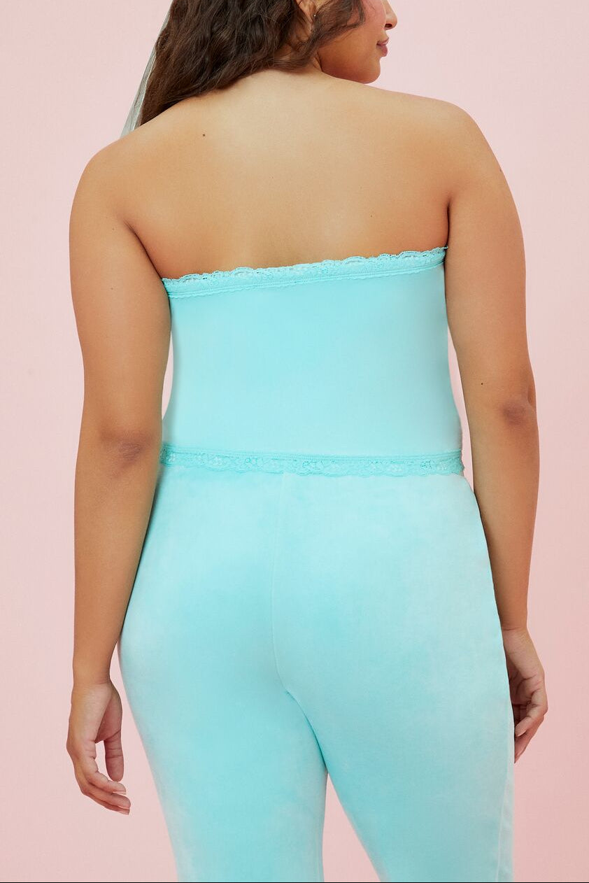  Forever 21 Plus Size Hello Kitty Velour Tube Top - turquoise silver - Bonton