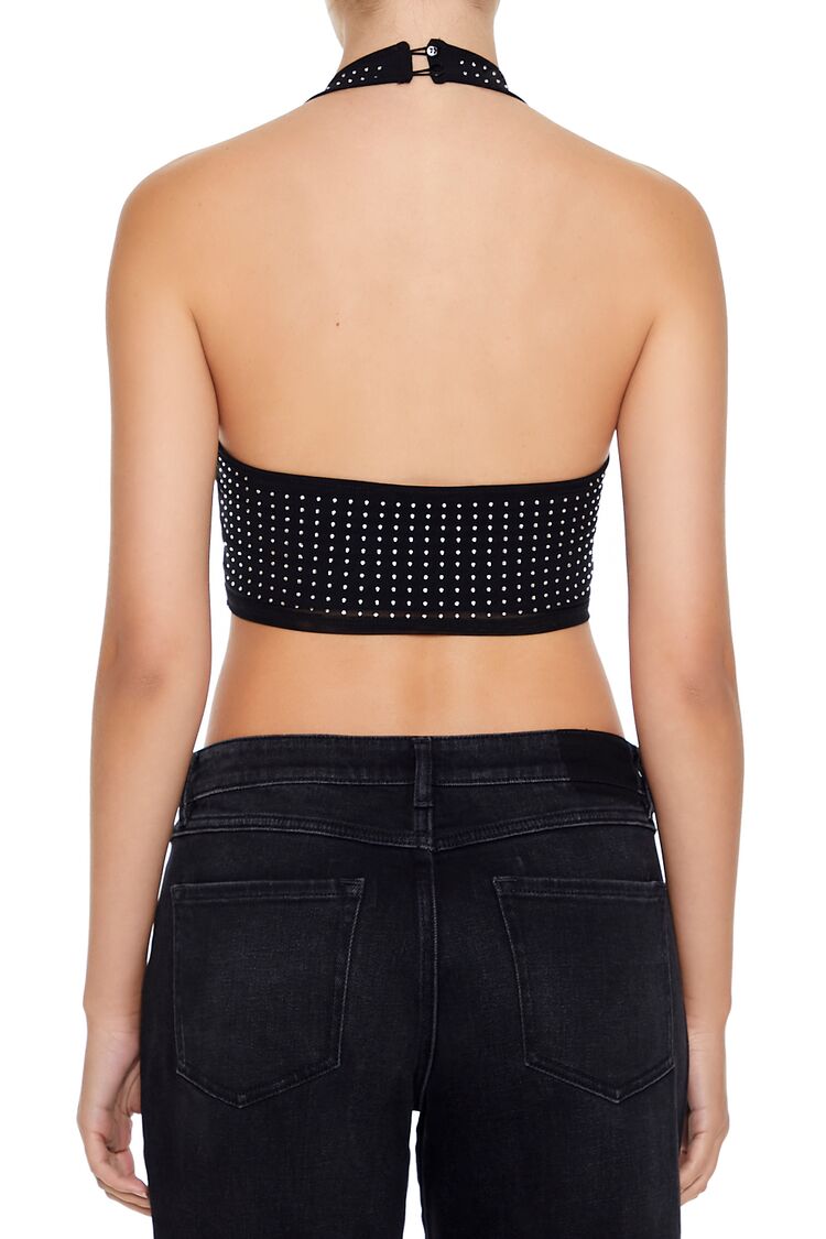  Forever 21 Sequin Halter Crop Top - black - Bonton