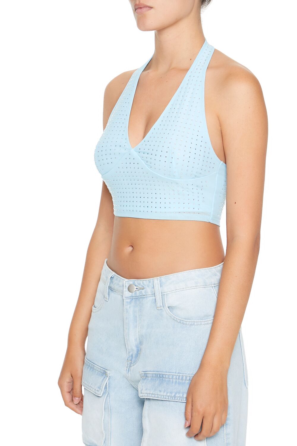 Forever 21 Sequin Halter Crop Top - black - Bonton