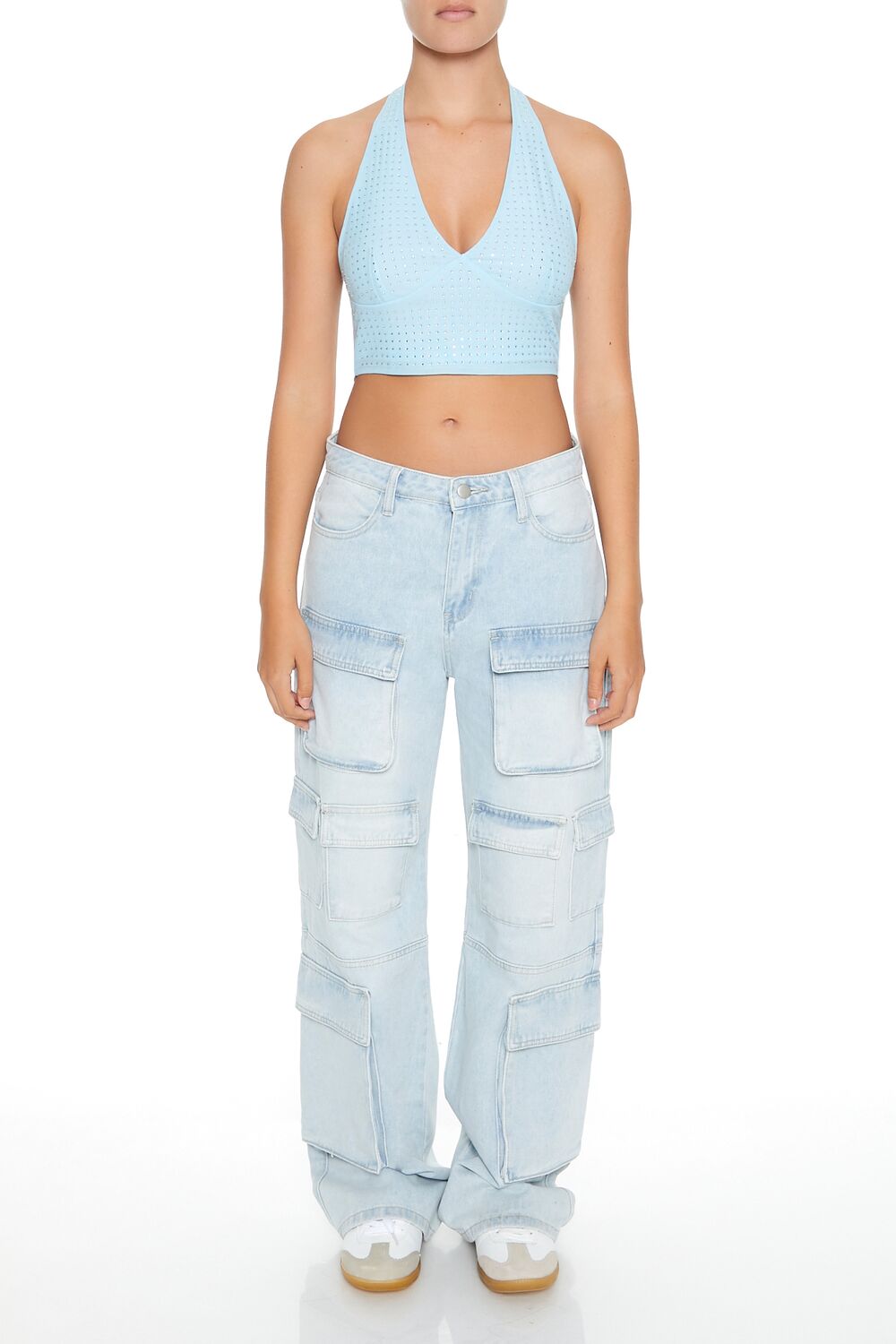  Forever 21 Sequin Halter Crop Top - black - Bonton
