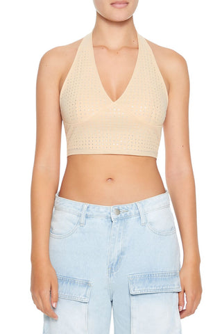 Sequin Halter Crop Top