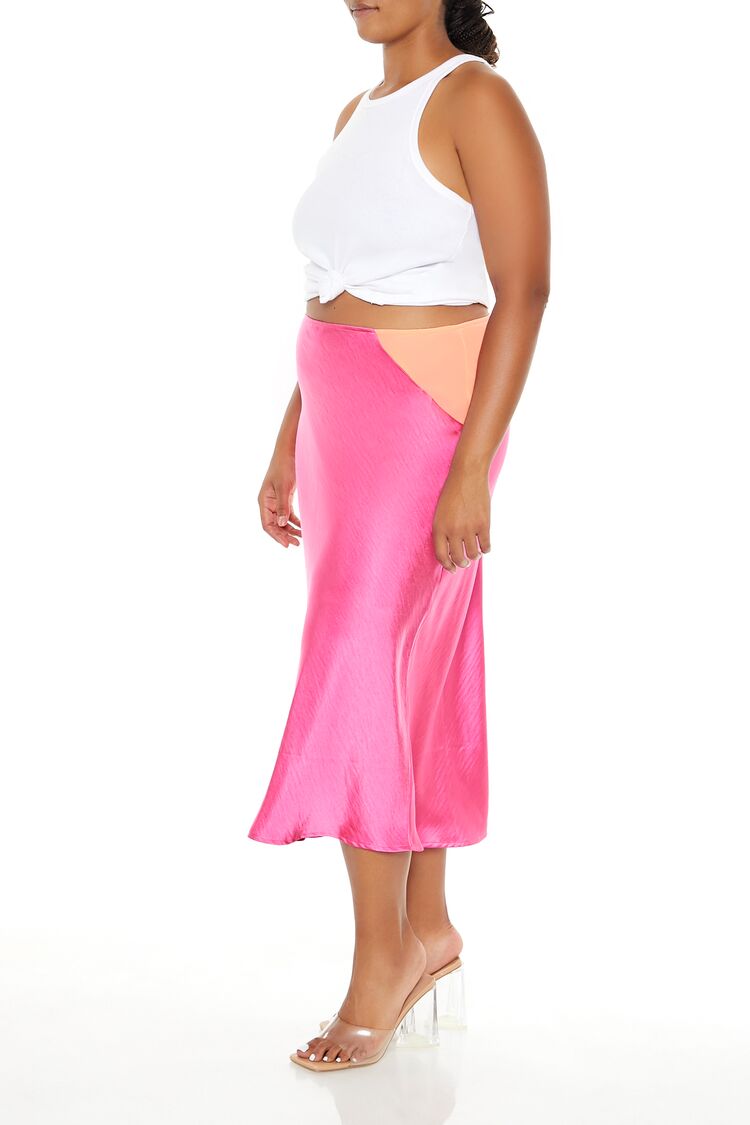  Forever 21 Plus Size Satin Midi Slip Skirt - dusty-pink-coral - Bonton