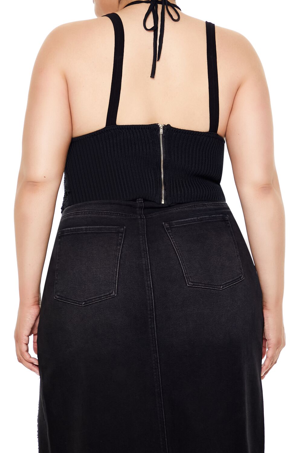  Forever 21 Plus Size Sweater-Knit Strappy Cami - black - Bonton