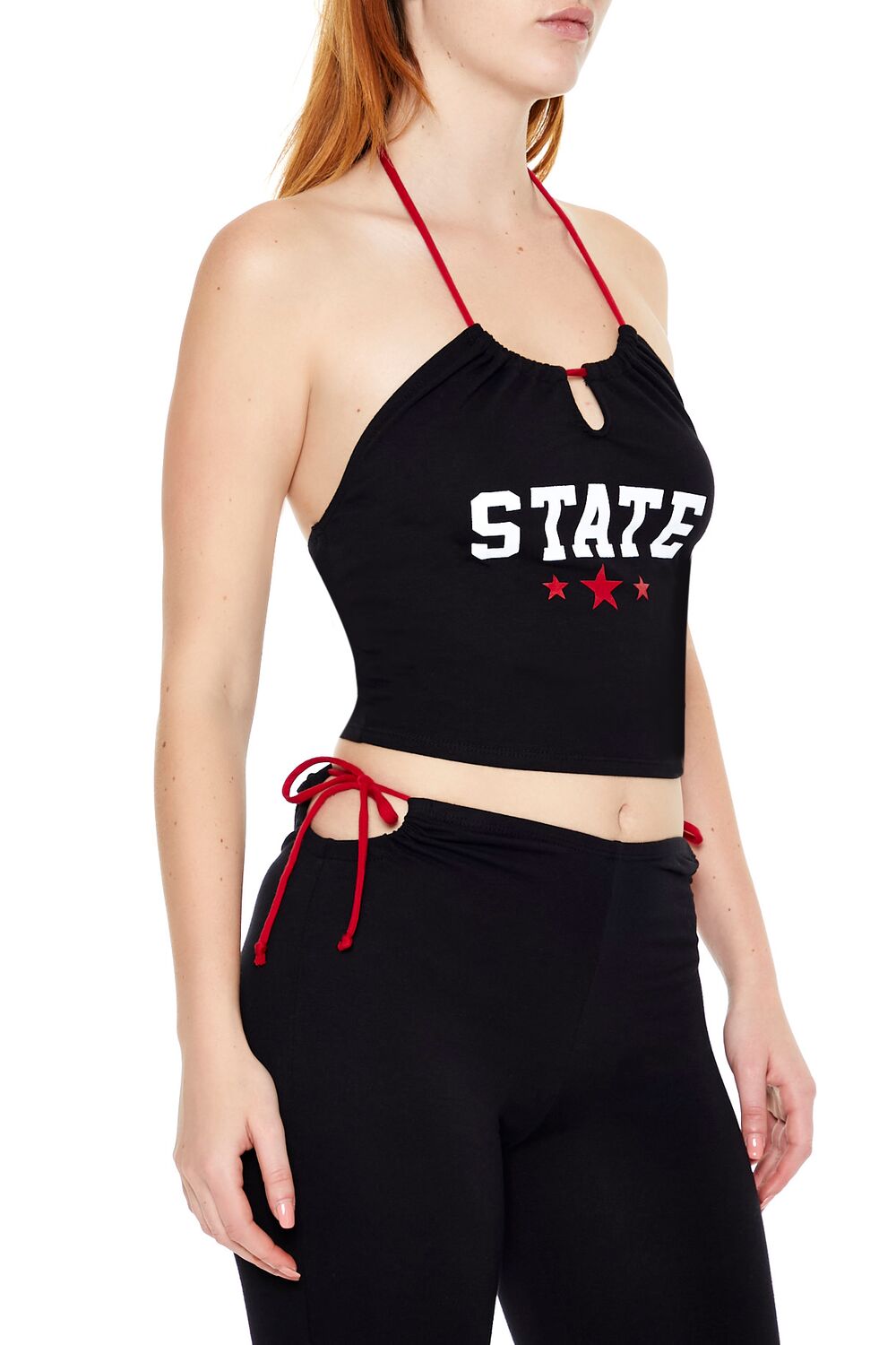  Forever 21 Cropped State Halter Top - black multi - Bonton