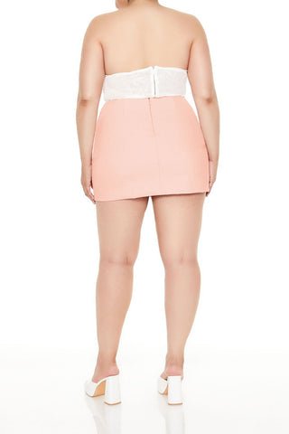 Plus Size Twill Mini Skirt