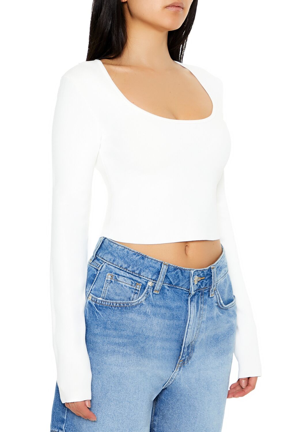  Forever 21 Ribbed Sweater-Knit Crop Top - jade - Bonton