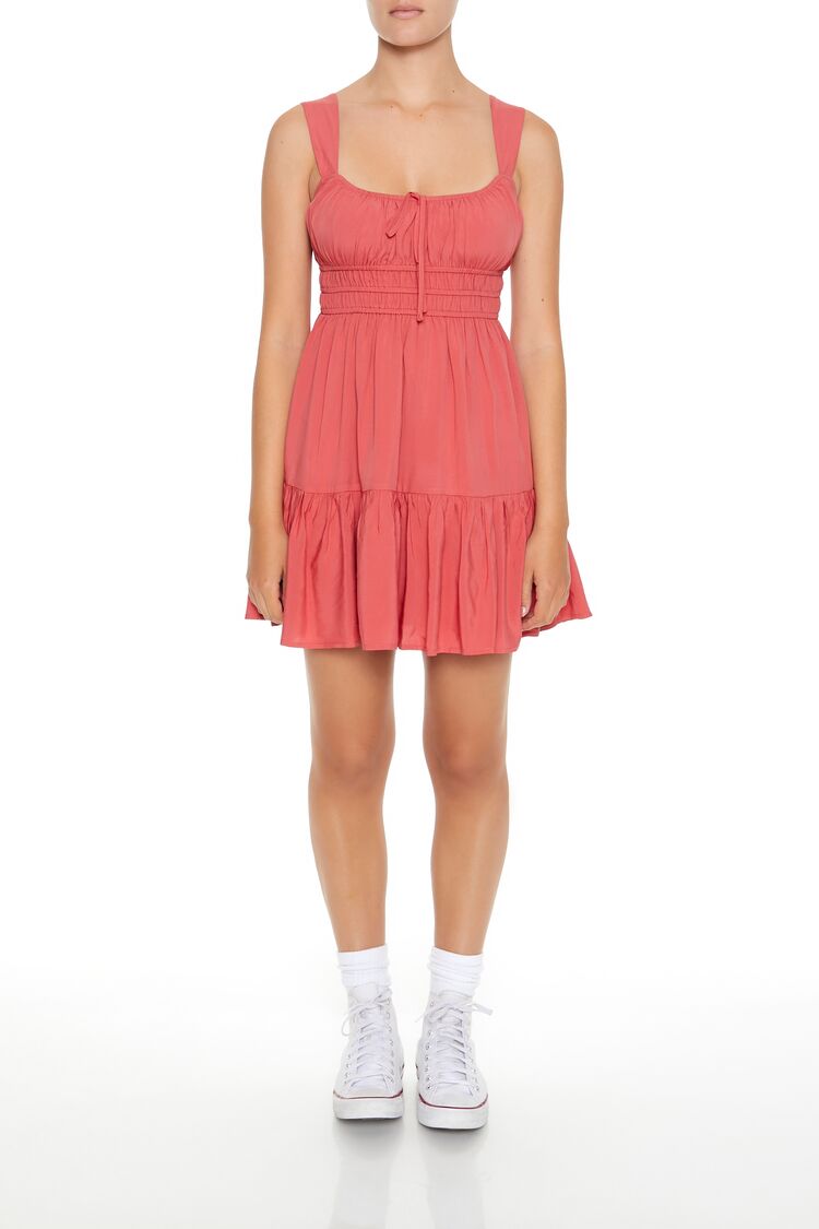  Forever 21 Shirred Bow Flounce Mini Dress - black-swatch - Bonton