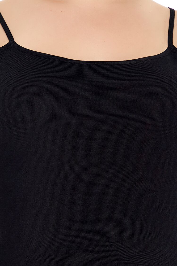  Forever 21 Plus Size Lace-Up Sweater-Knit Cami - black - Bonton