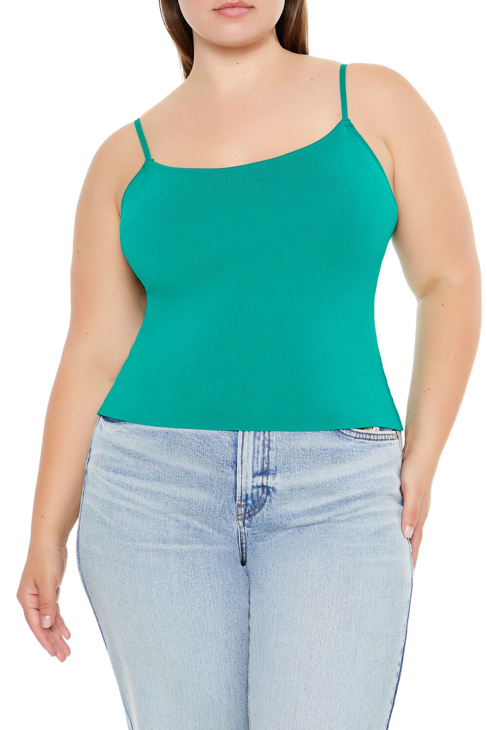  Forever 21 Plus Size Lace-Up Sweater-Knit Cami - black - Bonton
