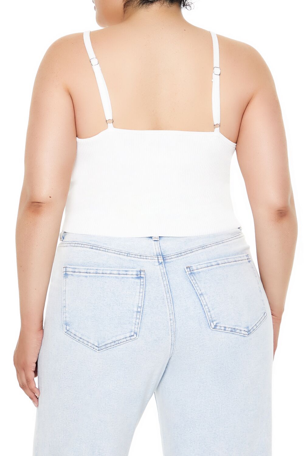  Forever 21 Plus Size Embroidered Sweater-Knit Cami - white multi - Bonton