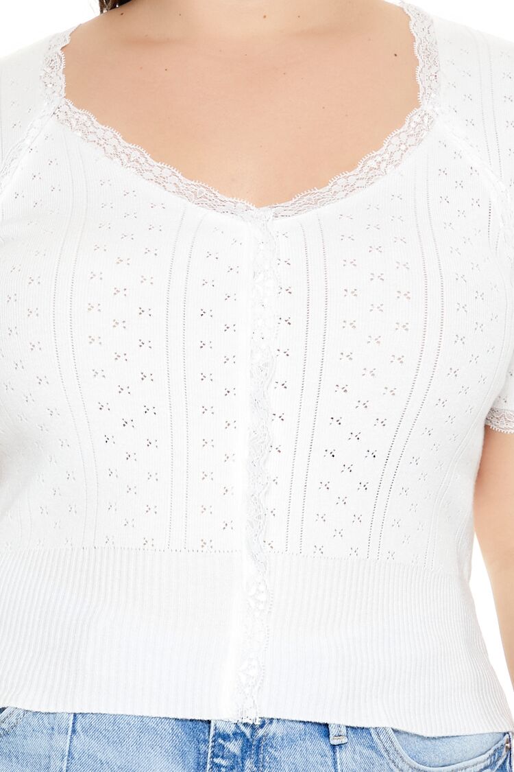  Forever 21 Plus Size Sweater-Knit Crop Top - white - Bonton