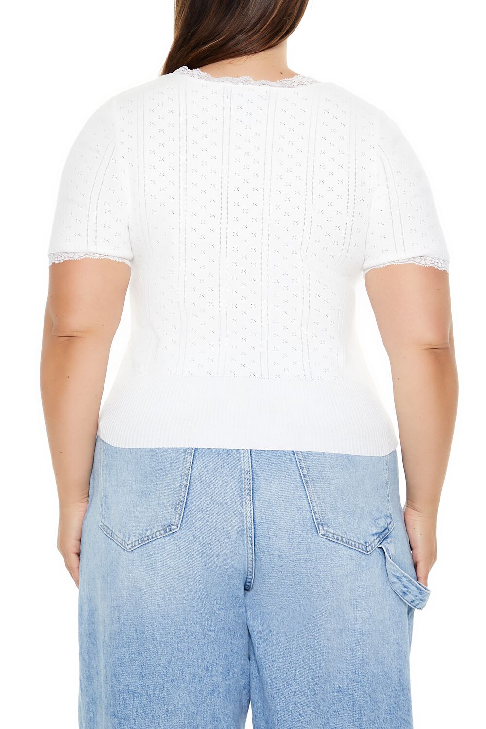  Forever 21 Plus Size Sweater-Knit Crop Top - white - Bonton