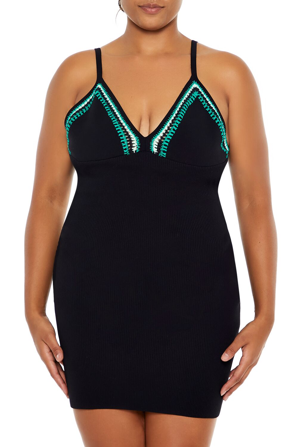  Forever 21 Plus Size Embroidered Sweater Dress - black-jade-swatch - Bonton