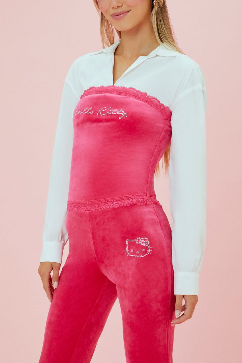  Forever 21 Hello Kitty Velour Tube Top - magenta silver - Bonton