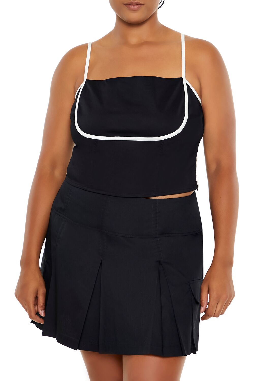  Forever 21 Plus Size Two-Tone Cropped Cami - black - Bonton