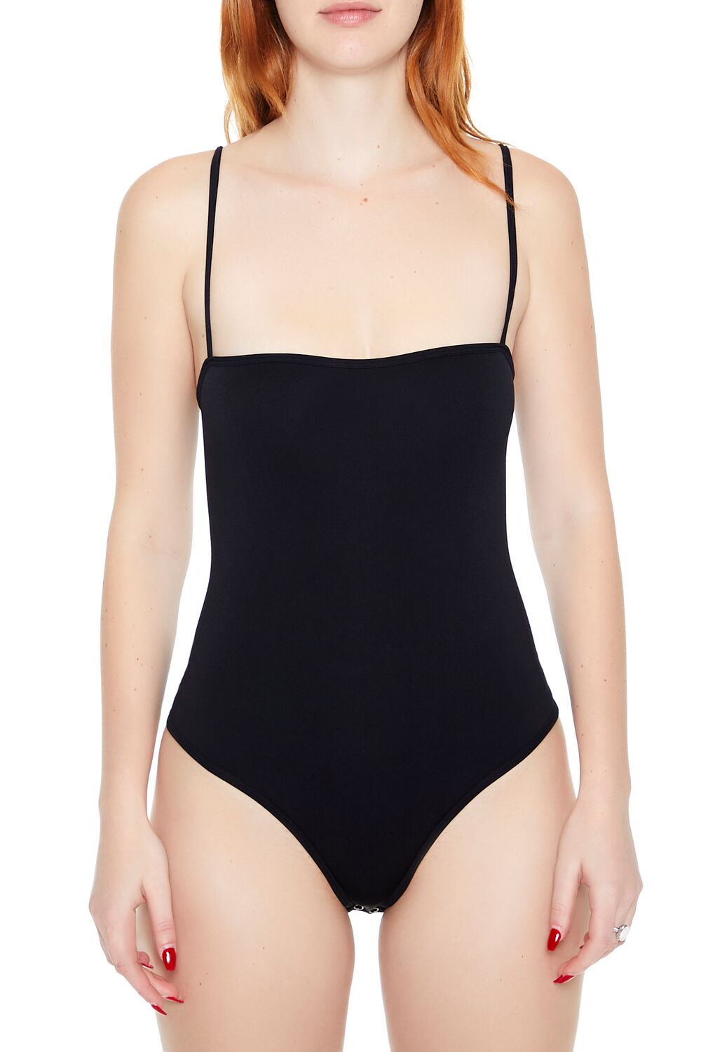  Forever 21 Seamless Thong Cami Bodysuit - black - Bonton