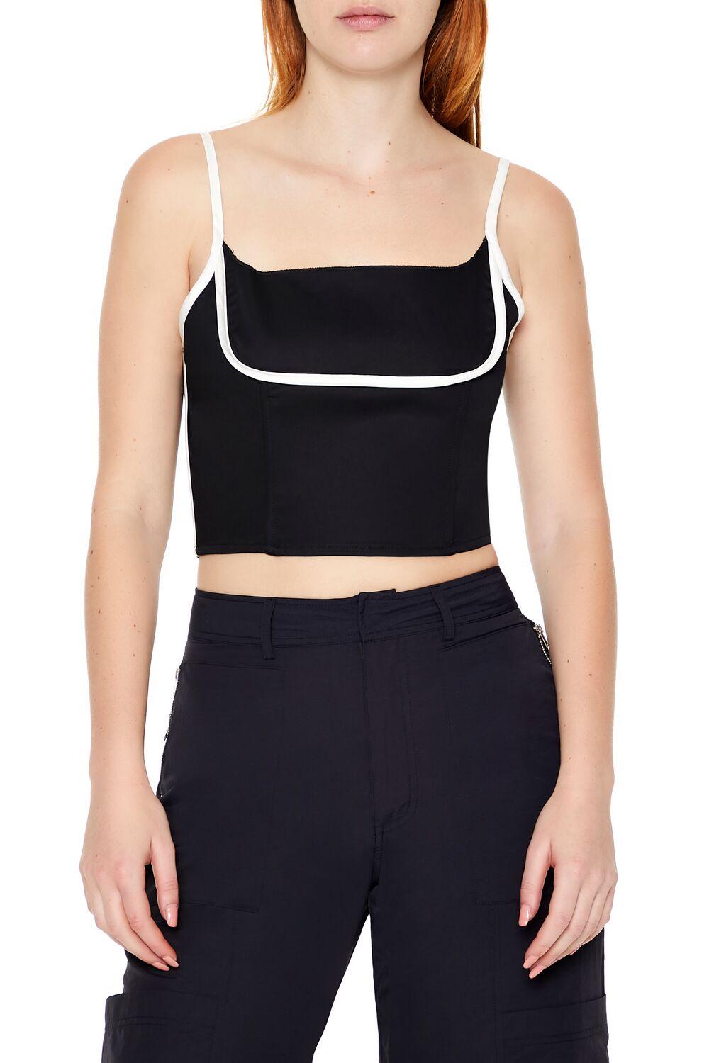  Forever 21 Two-Tone Cropped Cami - black white - Bonton