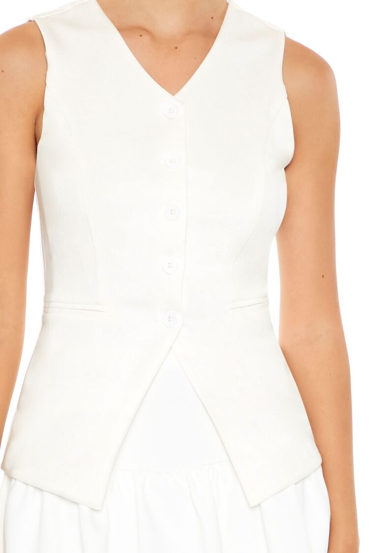  Forever 21 Sleeveless Button-Up Top - cream - Bonton
