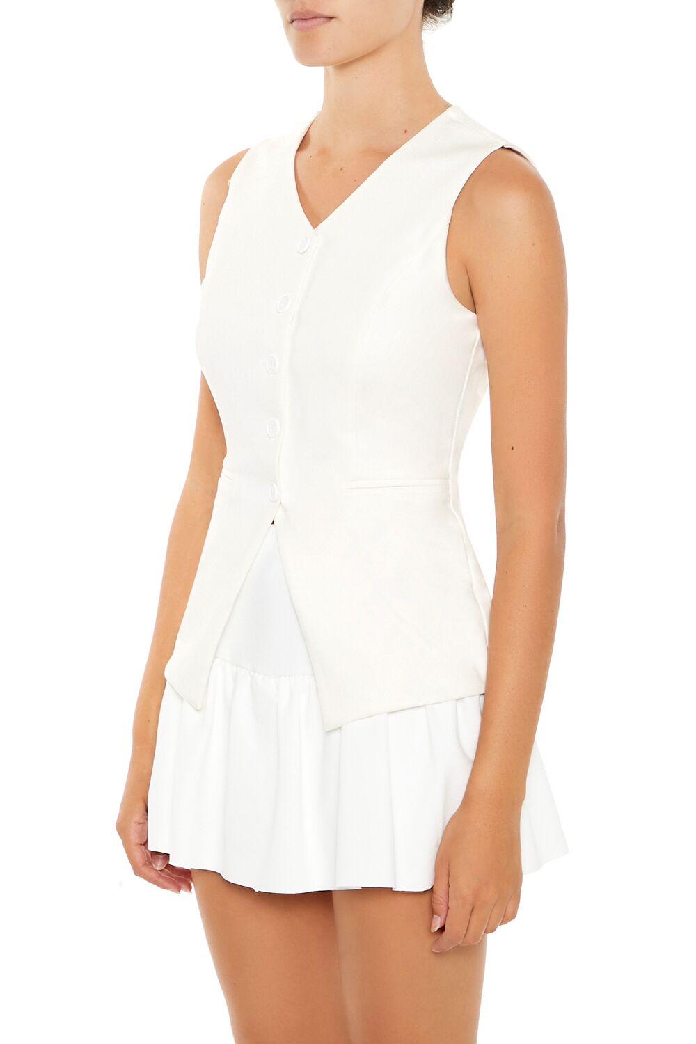  Forever 21 Sleeveless Button-Up Top - cream - Bonton