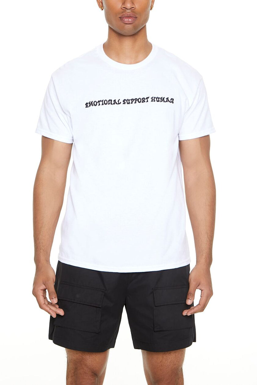  Forever 21 Emotional Support Human Graphic Tee - white black - Bonton