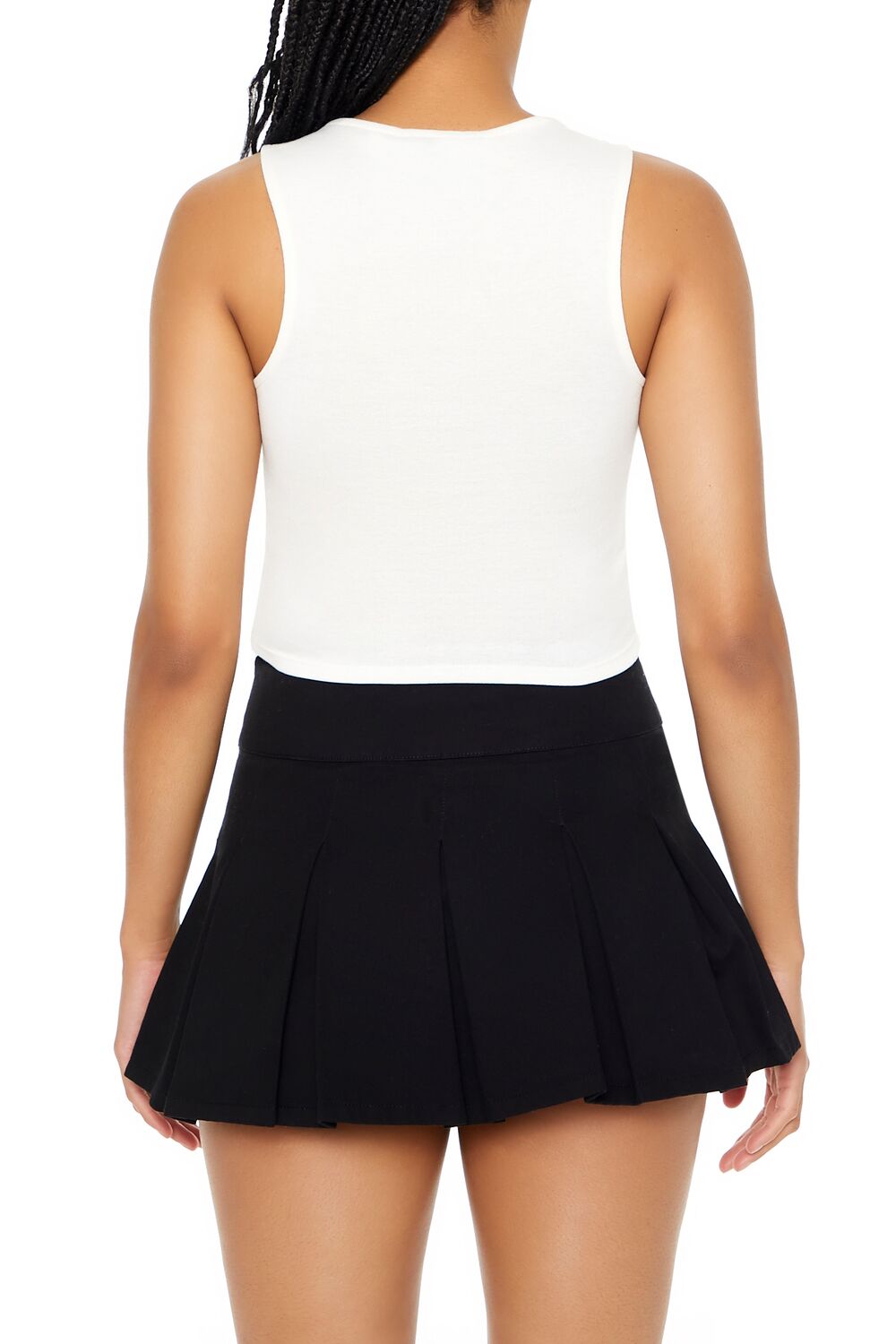  Forever 21 Je Taime Cropped Tank Top - cream multi - Bonton