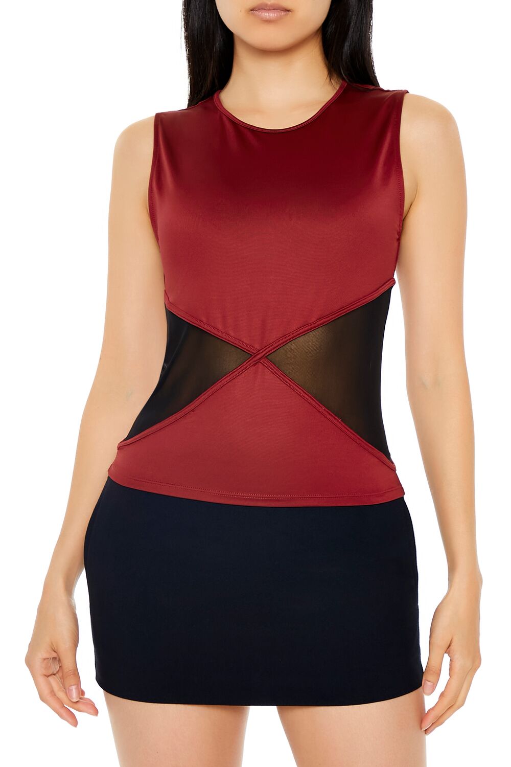  Forever 21 Contour Sculpt Mesh Top - black black - Bonton