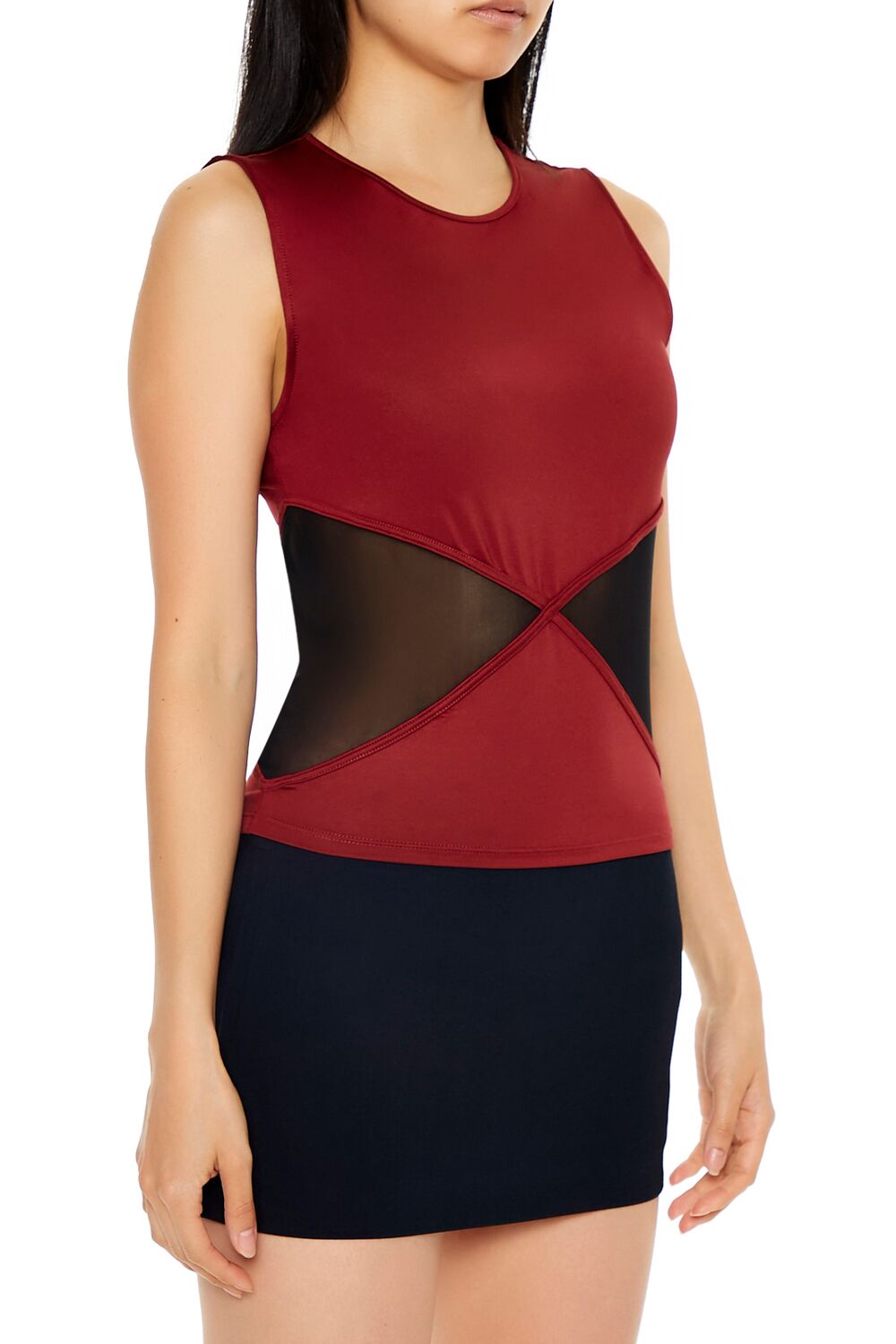  Forever 21 Contour Sculpt Mesh Top - black black - Bonton