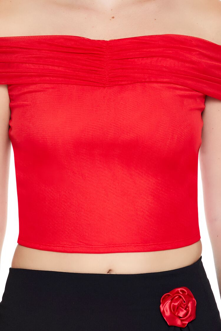  Forever 21 Mesh Off-the-Shoulder Crop Top - black - Bonton