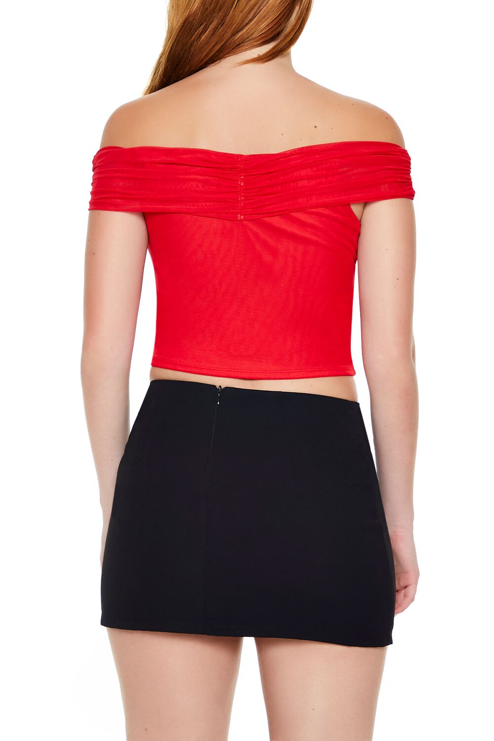  Forever 21 Mesh Off-the-Shoulder Crop Top - black - Bonton