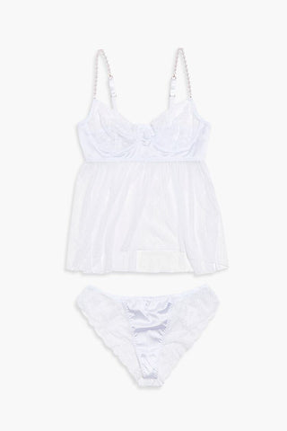 Plus Size Mesh Lingerie Cami & Panty Set