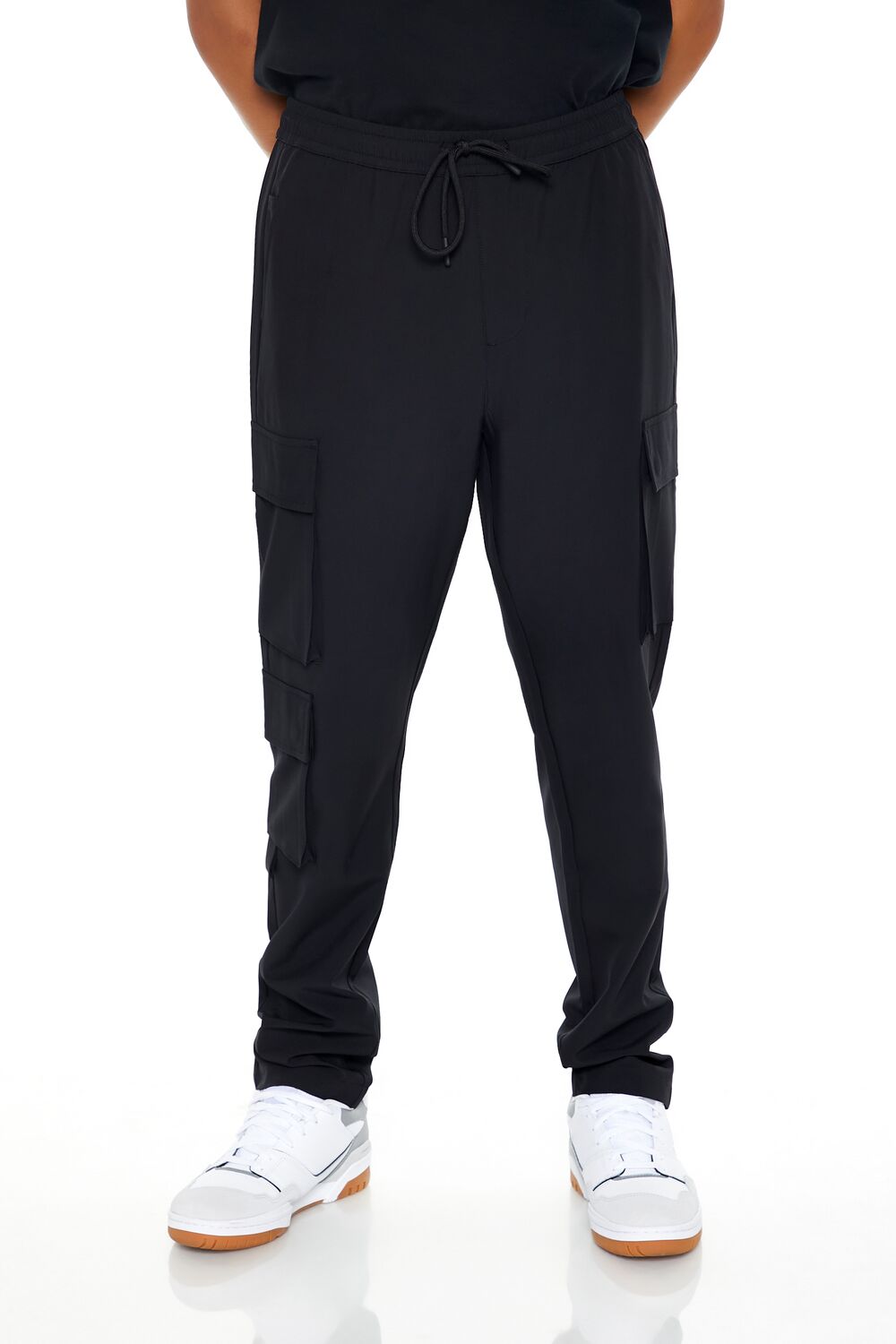  Forever 21 Slim-Fit Drawstring Cargo Joggers - black - Bonton