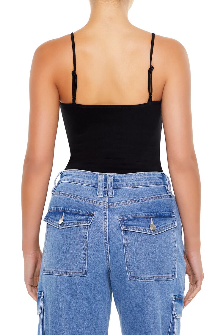  Forever 21 Ponte Knit Cami Bodysuit - black - Bonton