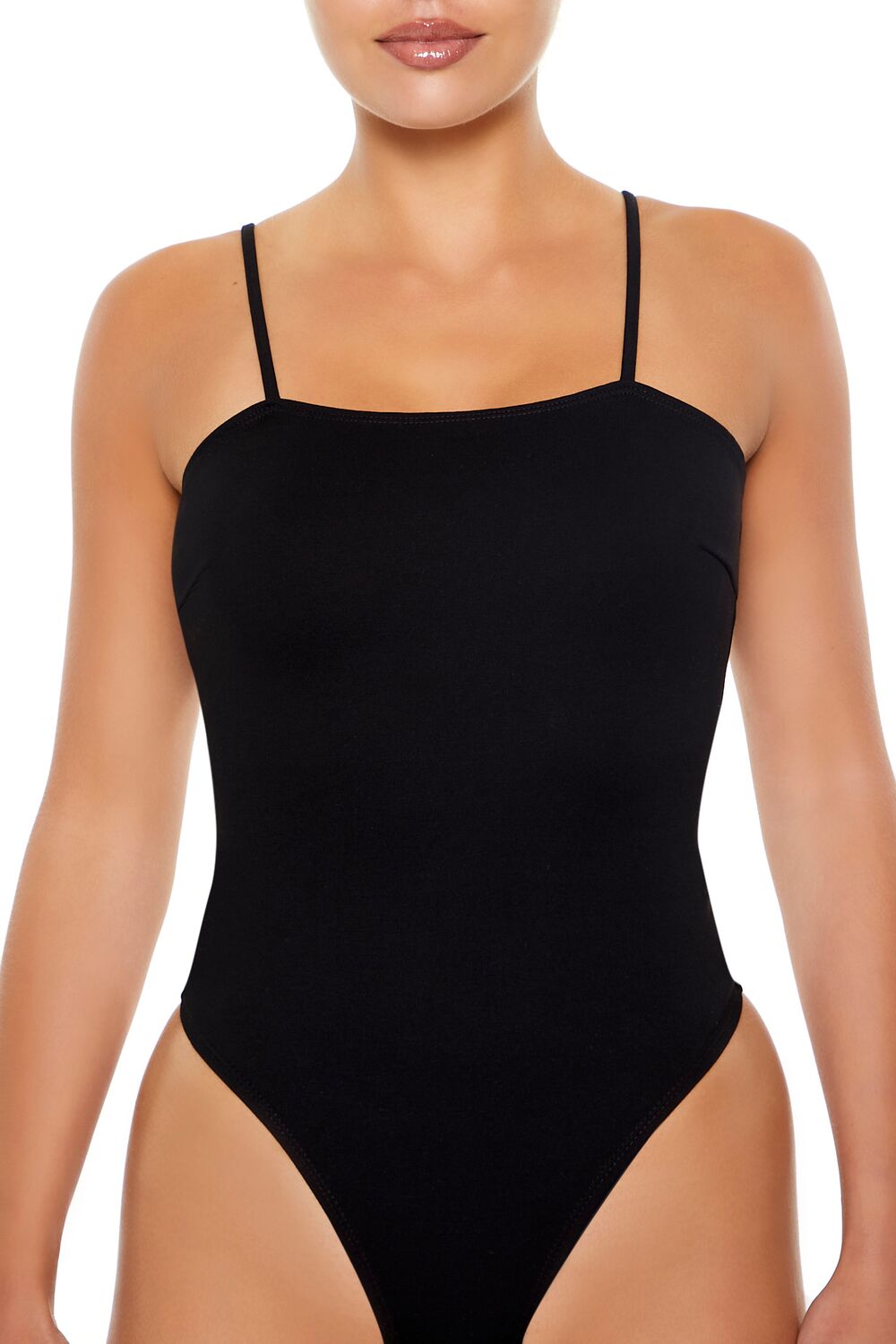  Forever 21 Ponte Knit Cami Bodysuit - black - Bonton