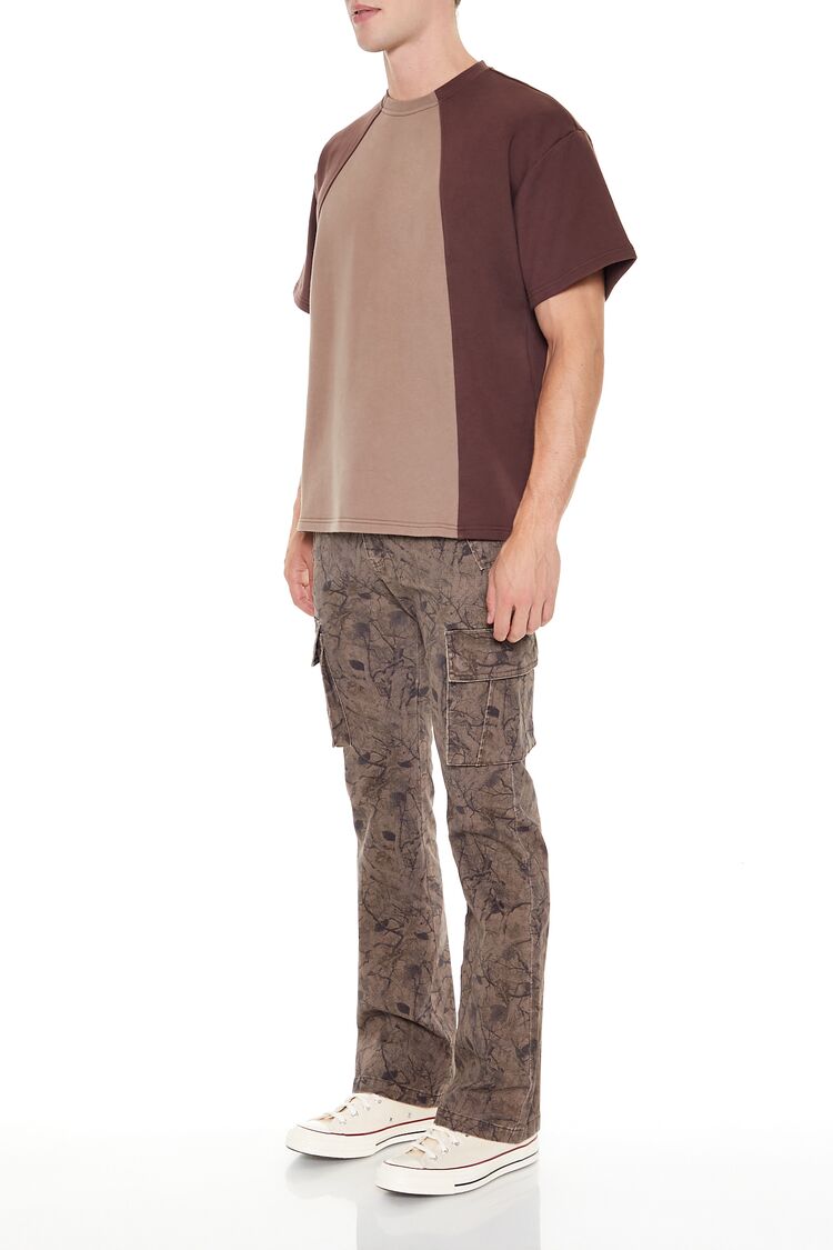  Forever 21 Slim-Fit Leaf Print Cargo Pants - brown-multi - Bonton