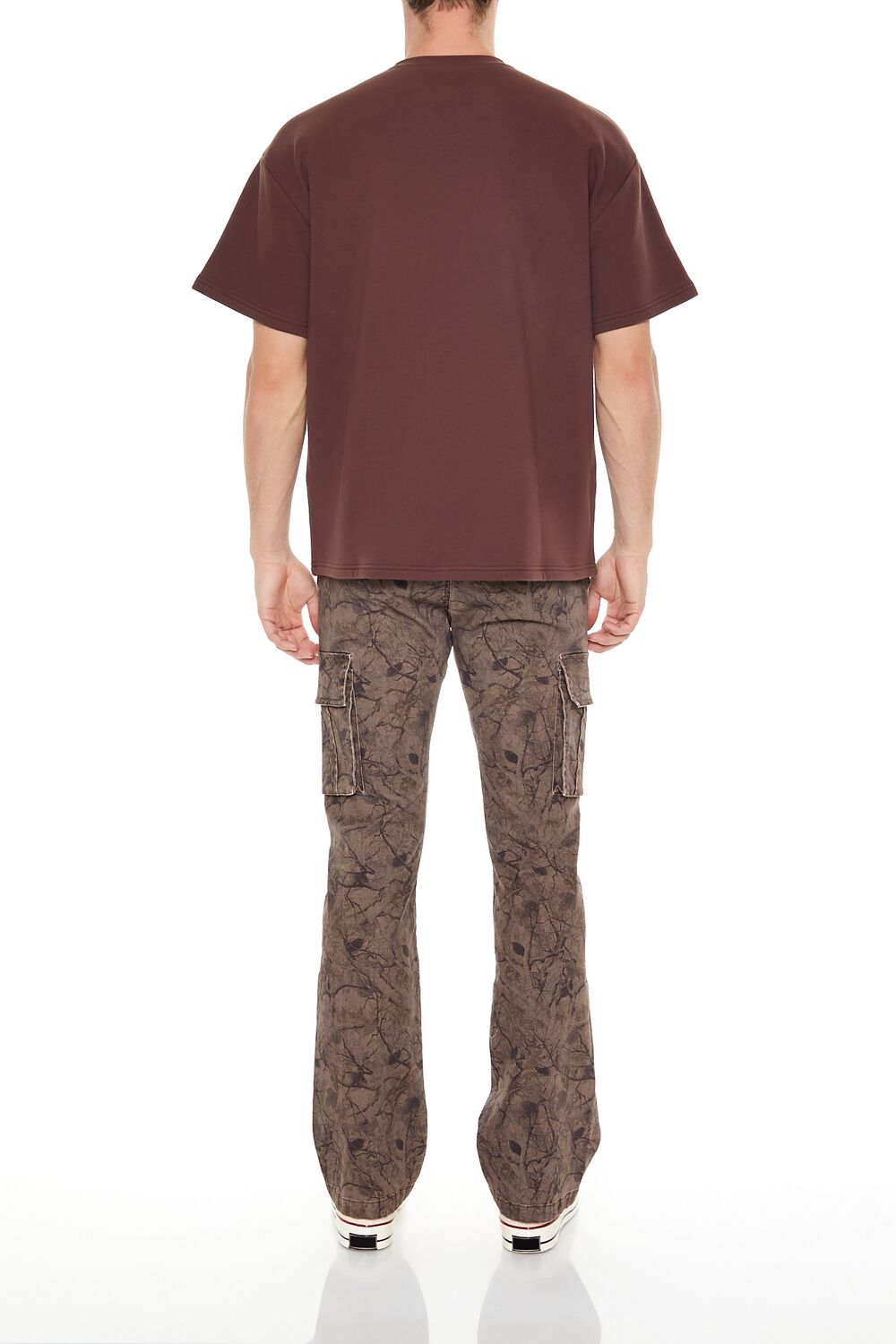  Forever 21 Slim-Fit Leaf Print Cargo Pants - brown-multi - Bonton