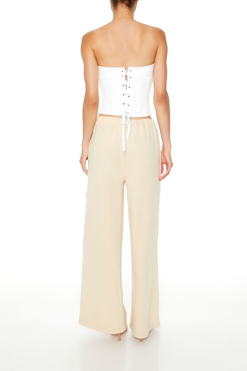  Forever 21 Fleece Wide-Leg Utility Pants - oatmeal - Bonton
