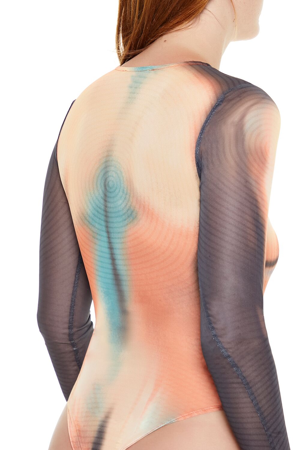  Forever 21 Abstract Print Mesh Bodysuit - black multi - Bonton