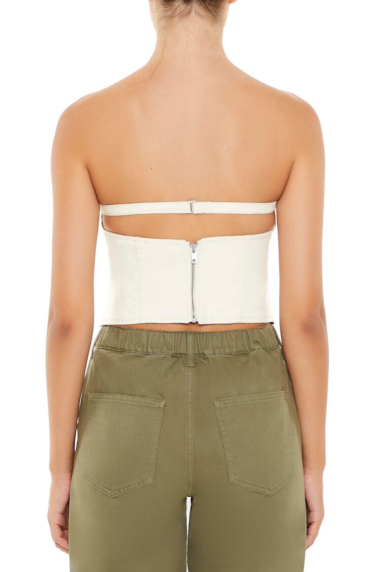  Forever 21 Strappy Twill Tube Top - cream - Bonton